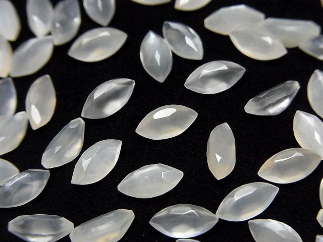 [Video]High Quality White Moonstone AAA Loose stone Marquise Faceted 8x4mm 5pcs