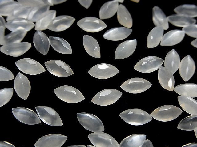 [Video]High Quality White Moonstone AAA Loose stone Marquise Faceted 8x4mm 5pcs