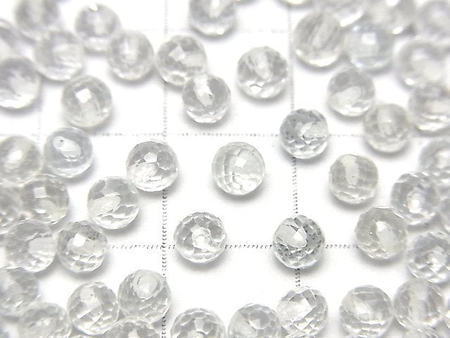 [Video] High Quality White Topaz AAA- Half Drilled Hole Faceted Round 4mm 5pcs