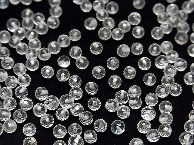 [Video] High Quality White Topaz AAA- Half Drilled Hole Faceted Round 4mm 5pcs