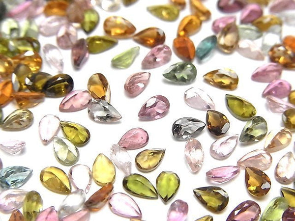[Video]High Quality Multicolor Tourmaline AAA Loose Stone Pear Shape Faceted 5x3mm 10pcs