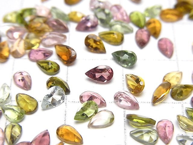 [Video]High Quality Multicolor Tourmaline AAA Loose Stone Pear Shape Faceted 5x3mm 10pcs
