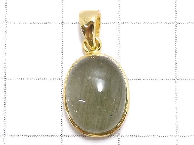 [Video][One of a kind] Actinolite in Quartz AAA Pendant 18KGP NO.36