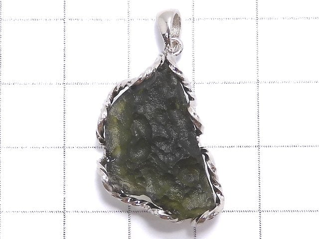 [Video][One of a kind] Moldavite Rough Rock Nugget Pendant Silver925 NO.26