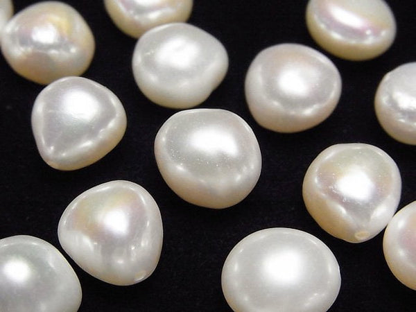 [Video]Fresh Water Pearl AA++ Loose stone Potato-Baroque 11-12mm White [Half Drilled Hole] 5pcs