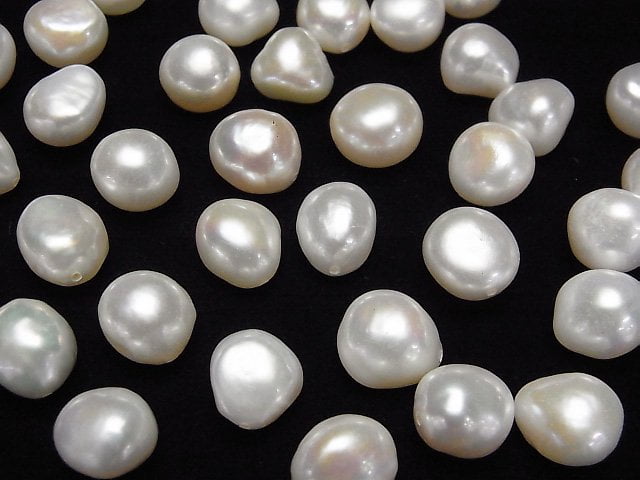 [Video]Fresh Water Pearl AA++ Loose stone Potato-Baroque 11-12mm White [Half Drilled Hole] 5pcs