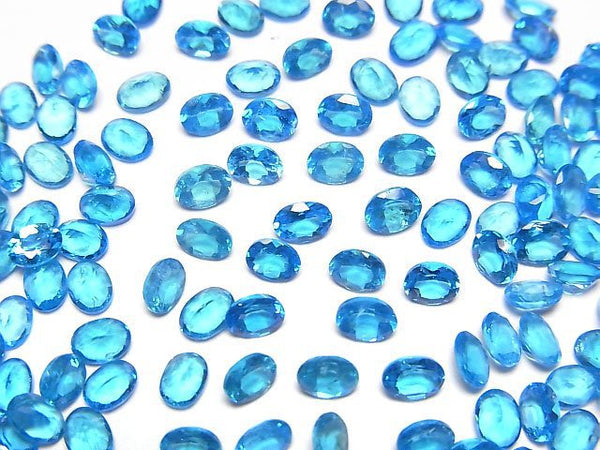 [Video]High Quality Neon Blue Apatite AAA Loose stone Oval Faceted 4x3mm 5pcs