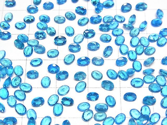 [Video]High Quality Neon Blue Apatite AAA Loose stone Oval Faceted 4x3mm 5pcs