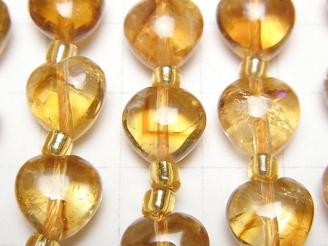 [Video] Phantom Citrine AAA- Vertical Hole Heart 10x10mm half or 1strand beads (aprx.14inch/34cm)