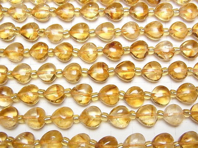 [Video] Phantom Citrine AAA- Vertical Hole Heart 10x10mm half or 1strand beads (aprx.14inch/34cm)