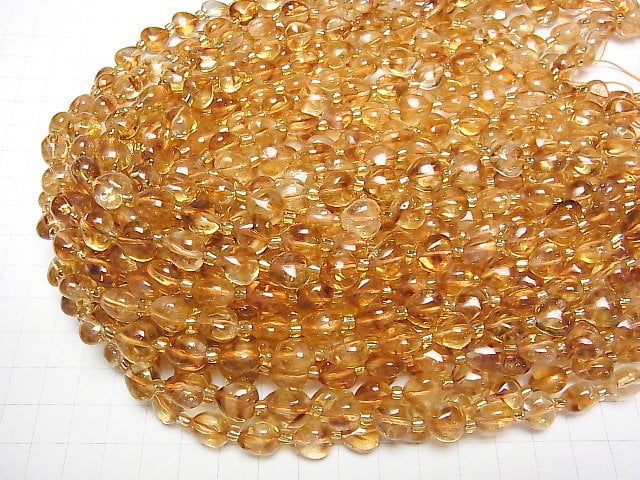 [Video] Phantom Citrine AAA- Vertical Hole Heart 10x10mm half or 1strand beads (aprx.14inch/34cm)