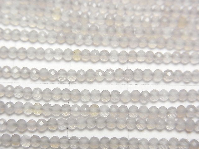 [Video]High Quality! Gray Onyx AAA Faceted Button Rondelle 2x2x1.5mm 1strand beads (aprx.15inch/38cm)