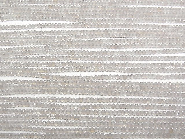 [Video]High Quality! Gray Onyx AAA Faceted Button Rondelle 2x2x1.5mm 1strand beads (aprx.15inch/38cm)