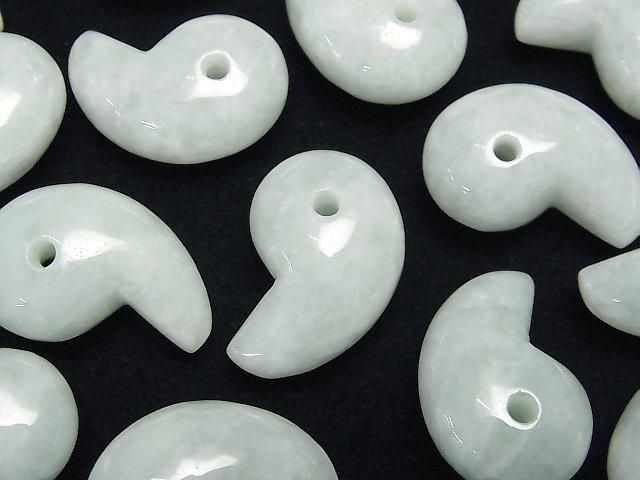 [Video] Burmese Jadeite AAA Comma Shaped Bead 25x16mm 1pc