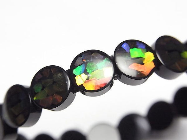 [Video] High Quality Ammolite AAA 2 Hole Coin 10x10mm Bracelet