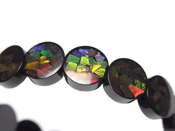 [Video]High Quality Ammolite AAA 2 Hole Coin 11.5x11.5mm Bracelet