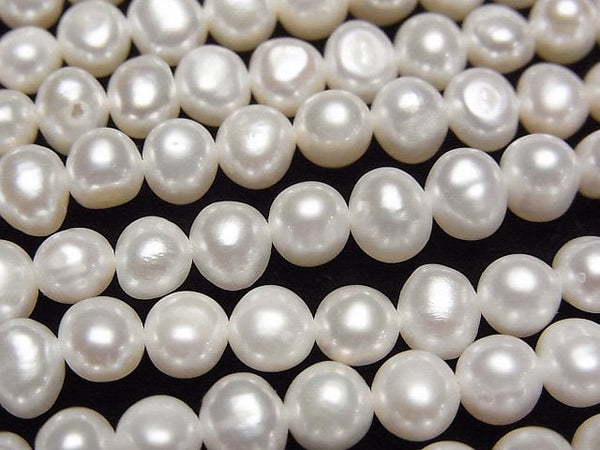 [Video]Fresh Water Pearl AA+ Potato-Baroque 5-6mm White 1strand beads (aprx.13inch/33cm)
