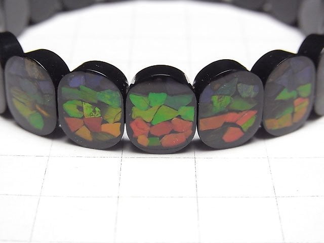 [Video]High Quality Ammolite AAA 2 Hole Oval 12x9mm Bracelet