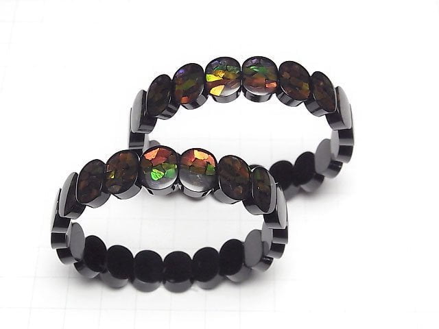 [Video]High Quality Ammolite AAA 2 Hole Oval 12x9mm Bracelet