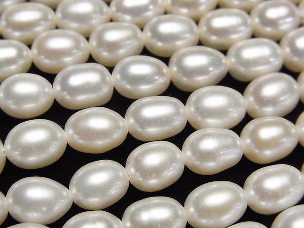 [Video]Fresh Water Pearl AA++ Rice 8x6x6mm White 1strand beads (aprx.14inch/35cm)