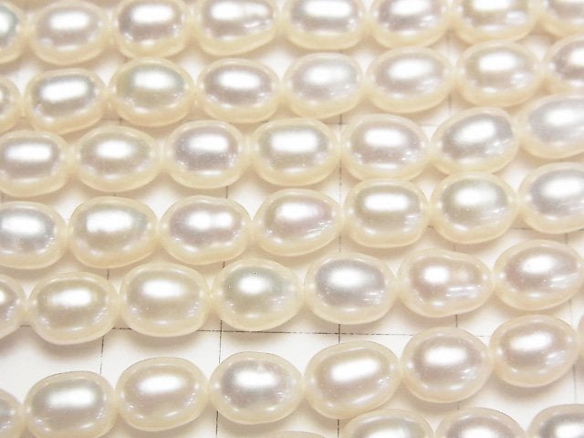 [Video]Fresh Water Pearl AA++ Rice 8x6x6mm White 1strand beads (aprx.14inch/35cm)