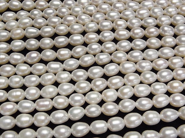 [Video]Fresh Water Pearl AA++ Rice 8x6x6mm White 1strand beads (aprx.14inch/35cm)