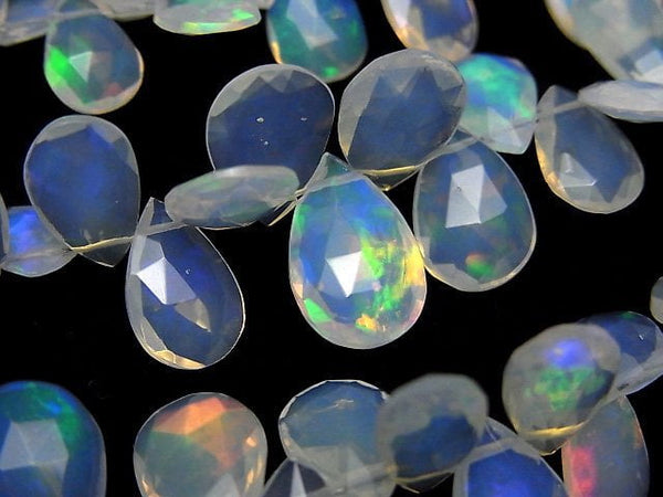 [Video]High Quality Ethiopia Water Opal AAA Pear Shape Faceted Briolette Half or 1strand beads (aprx.7inch/18cm)