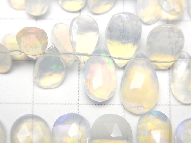 [Video]High Quality Ethiopia Water Opal AAA Pear Shape Faceted Briolette Half or 1strand beads (aprx.7inch/18cm)