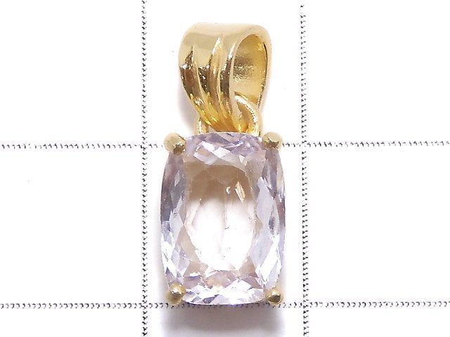 [Video][One of a kind] High Quality Kunzite AAA Faceted Pendant 18KGP NO.62