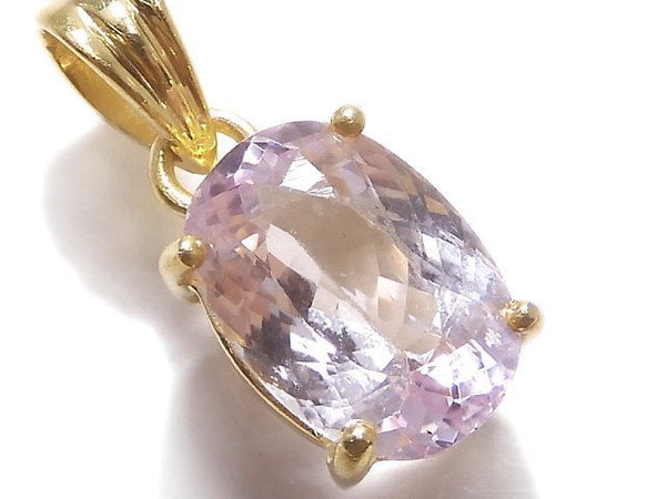 [Video][One of a kind] High Quality Kunzite AAA Faceted Pendant 18KGP NO.68