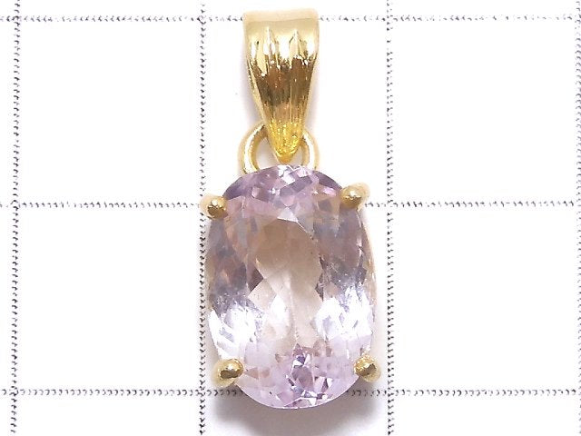 [Video][One of a kind] High Quality Kunzite AAA Faceted Pendant 18KGP NO.68