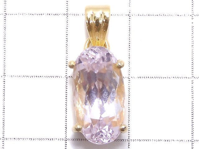 [Video][One of a kind] High Quality Kunzite AAA Faceted Pendant 18KGP NO.70