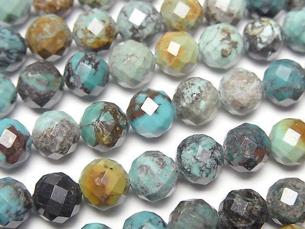 [Video]High Quality! Turquoise AA++ Faceted Round 7mm half or 1strand beads (aprx.15inch/36cm)