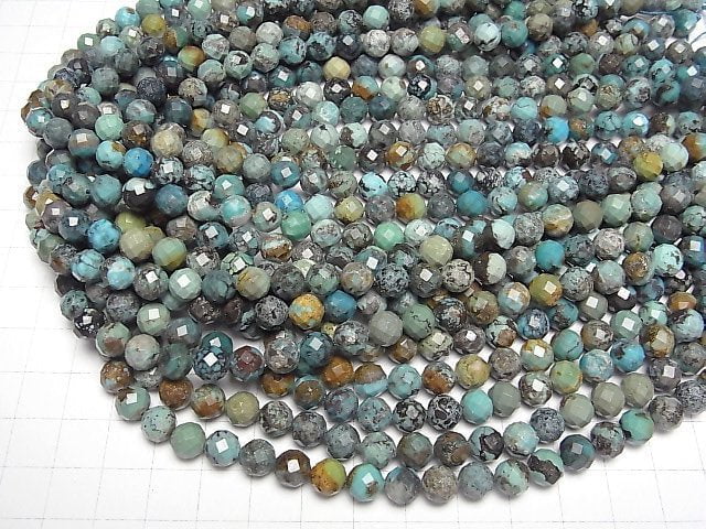 [Video]High Quality! Turquoise AA++ Faceted Round 7mm half or 1strand beads (aprx.15inch/36cm)