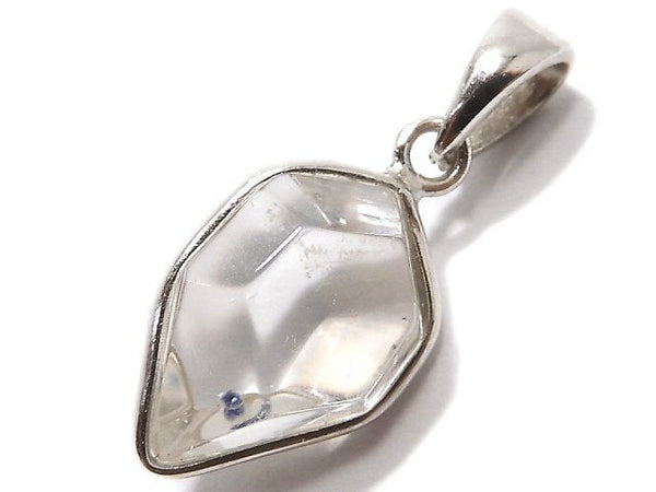 [Video][One of a kind] Fluorite in Quartz Faceted Nugget Pendant Silver925 NO.41
