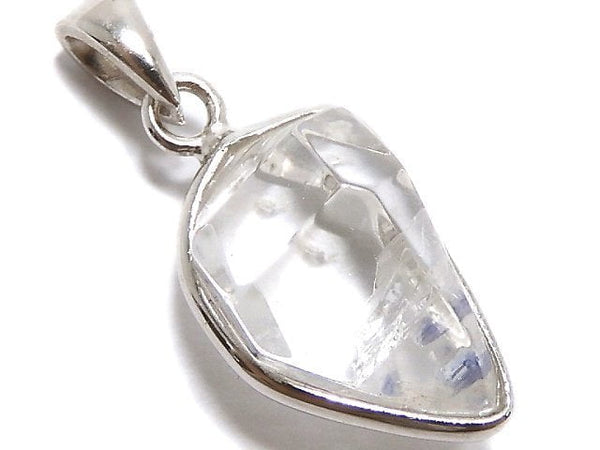 [Video][One of a kind] Fluorite in Quartz Faceted Nugget Pendant Silver925 NO.48