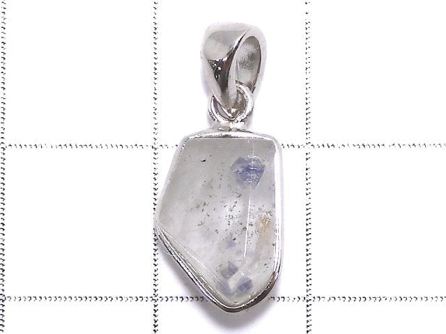 [Video][One of a kind] Fluorite in Quartz Faceted Nugget Pendant Silver925 NO.50