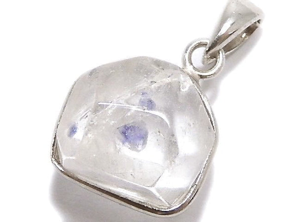 [Video][One of a kind] Fluorite in Quartz Faceted Nugget Pendant Silver925 NO.51