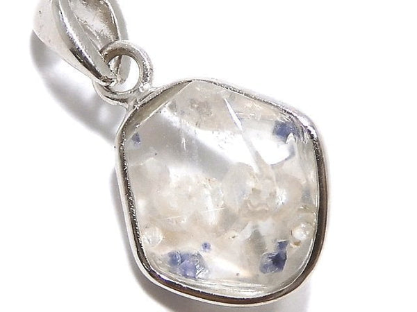 [Video][One of a kind] Fluorite in Quartz Faceted Nugget Pendant Silver925 NO.52