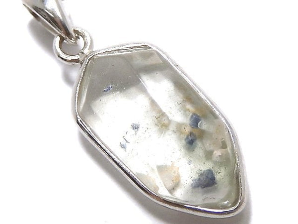 [Video][One of a kind] Fluorite in Quartz Faceted Nugget Pendant Silver925 NO.53