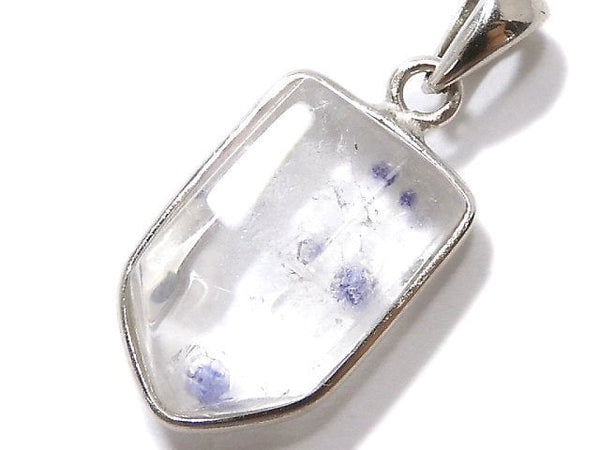 [Video][One of a kind] Fluorite in Quartz Faceted Nugget Pendant Silver925 NO.54