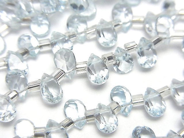 [Video] High Quality Sky Blue Topaz AAA Pear shape Faceted 6x4mm half or 1strand (38pcs )