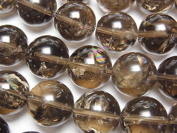 [Video] Smoky Iris Quartz AAA- Round 14mm [Dark color] half or 1strand beads (aprx.15inch/36cm)