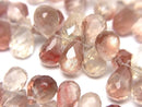 [Video]High Quality Oregon Sunstone AAA- Drop Faceted Briolette half or 1strand beads (aprx.7inch/18cm)