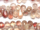 [Video]High Quality Oregon Sunstone AAA- Drop Faceted Briolette half or 1strand beads (aprx.7inch/18cm)
