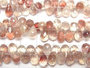 [Video]High Quality Oregon Sunstone AAA- Drop Faceted Briolette half or 1strand beads (aprx.7inch/18cm)