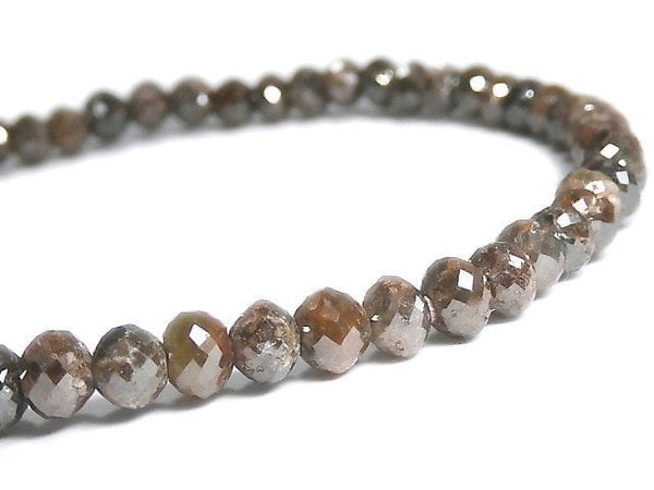 [Video][One of a kind] [1mm hole] Brown Diamond Faceted Button Roundel Bracelet NO.1