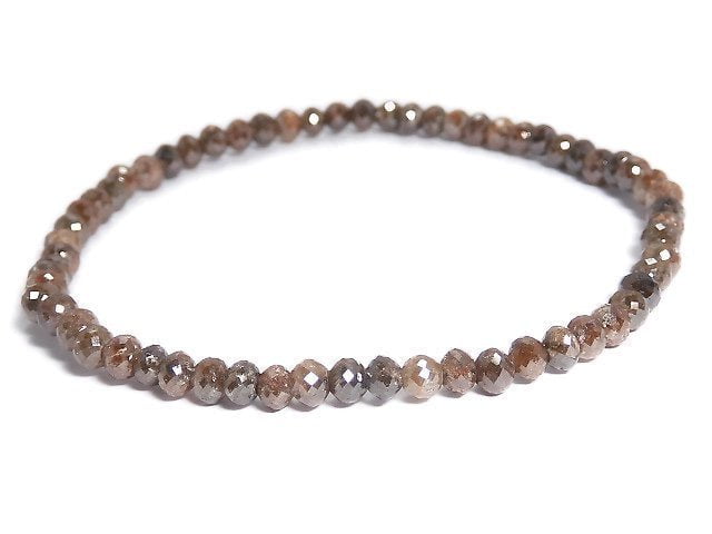 [Video][One of a kind] [1mm hole] Brown Diamond Faceted Button Roundel Bracelet NO.2