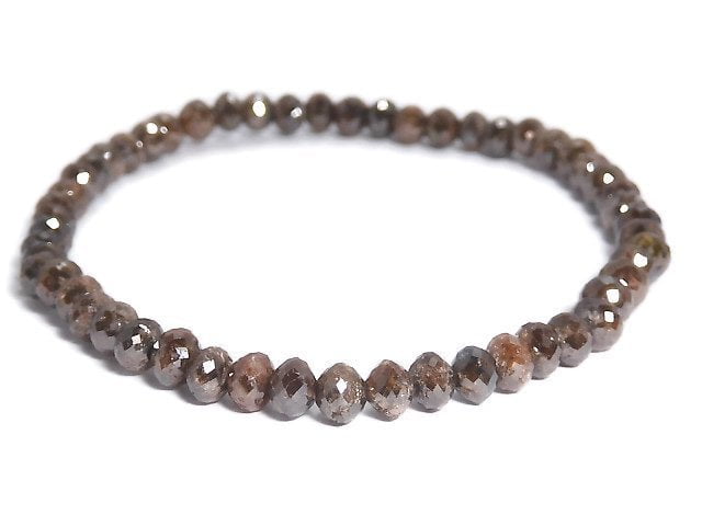 [Video][One of a kind] [1mm hole] Brown Diamond Faceted Button Roundel Bracelet NO.4