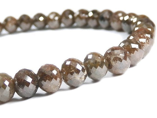 [Video][One of a kind] [1mm hole] Brown Diamond Faceted Button Roundel Bracelet NO.5